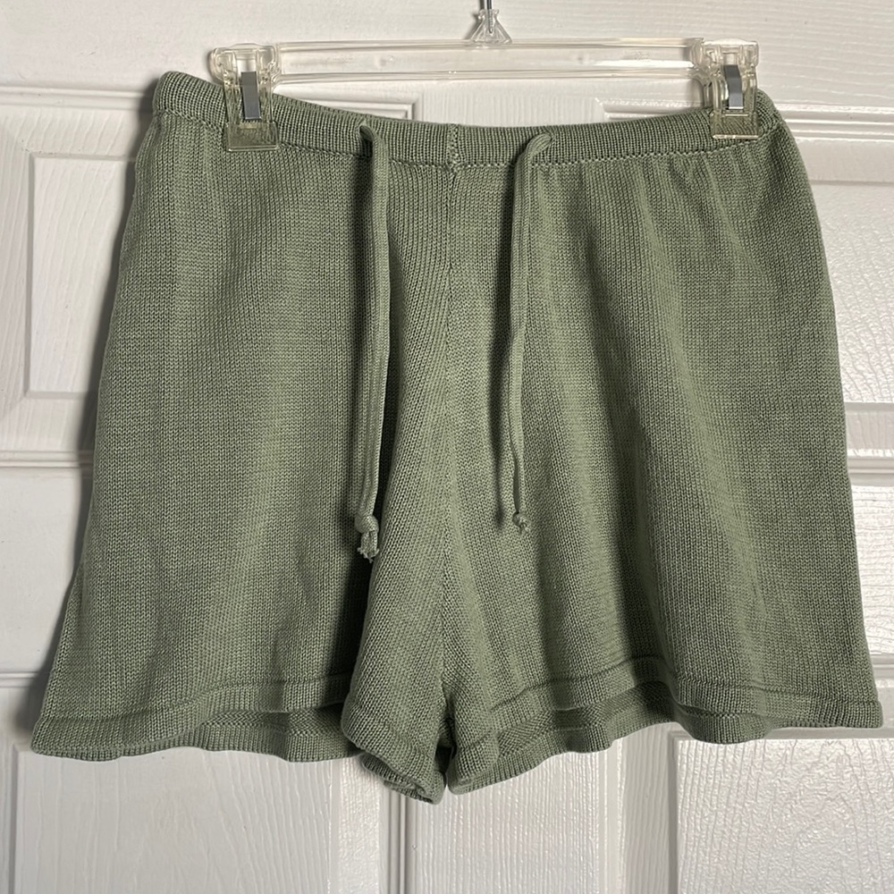 Princess Polly sage green knit mini shorts